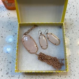 Rayne long pendant necklace with Elle earrings